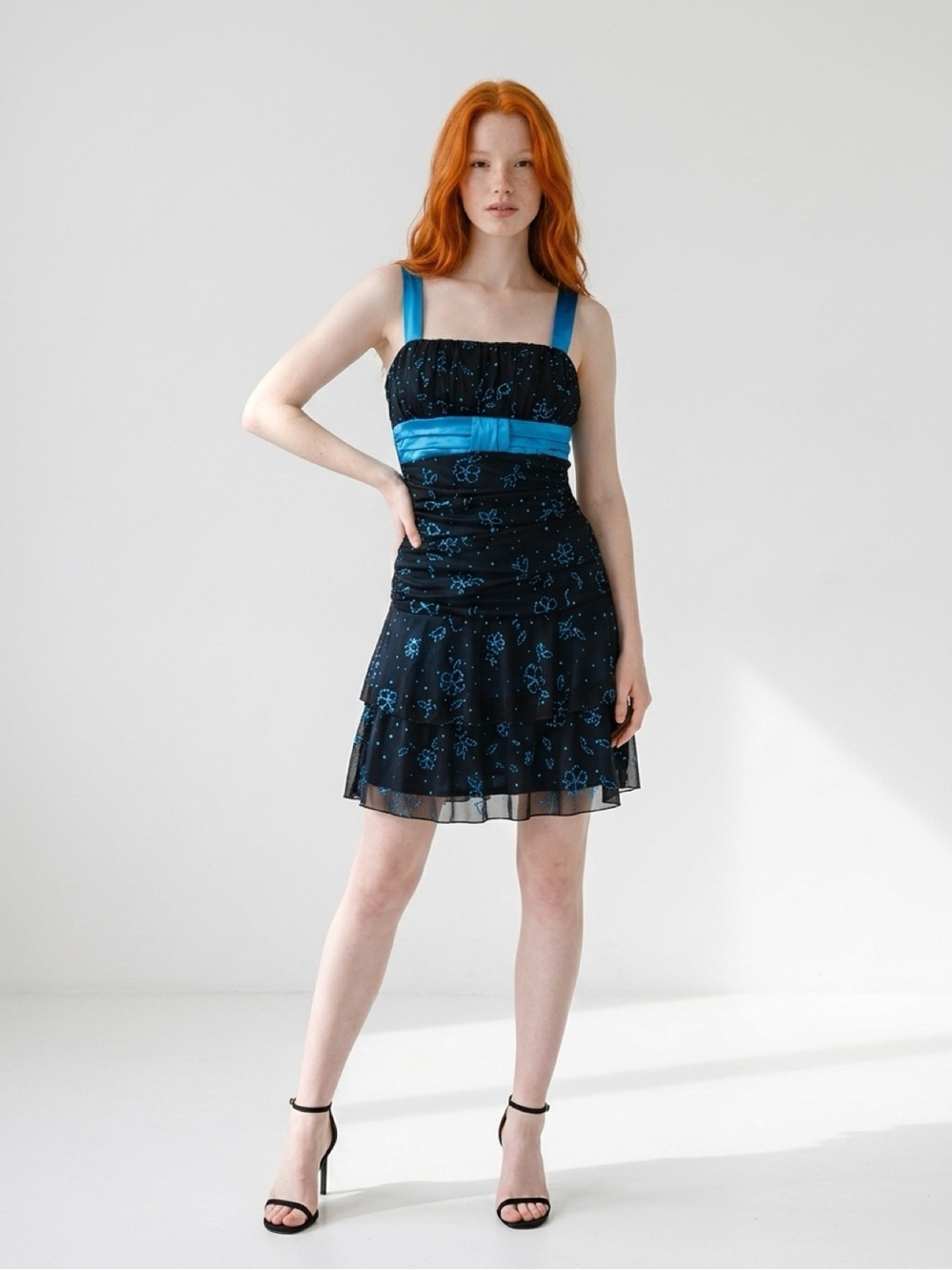Deb black & blue sequin Y2K Dress